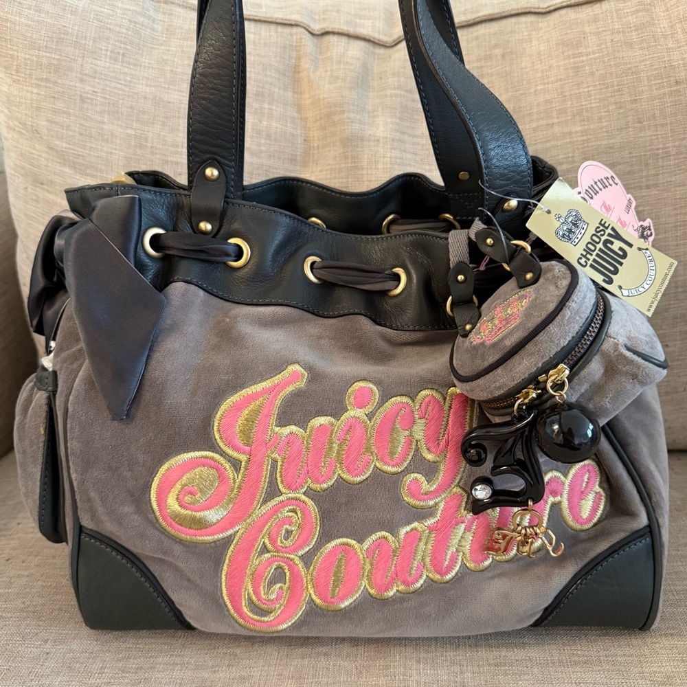 NWT Juicy Couture Daydreamer Tote Bag with Charms - Purple / Gray